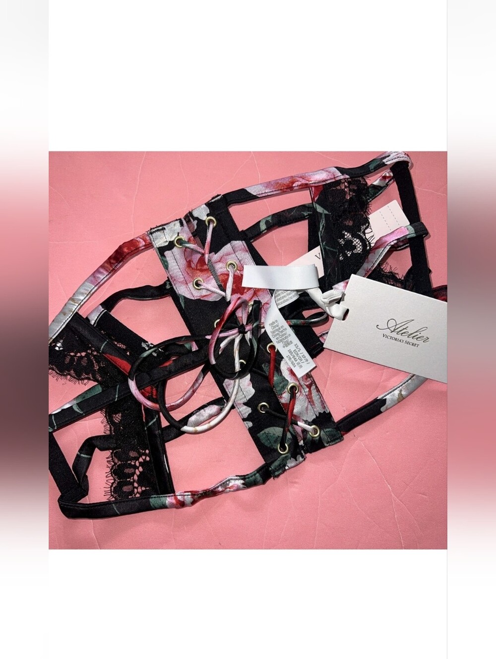 Victoria's secret luxe stretch silk VERY SEXY Atelier Caged Corset waist cincher